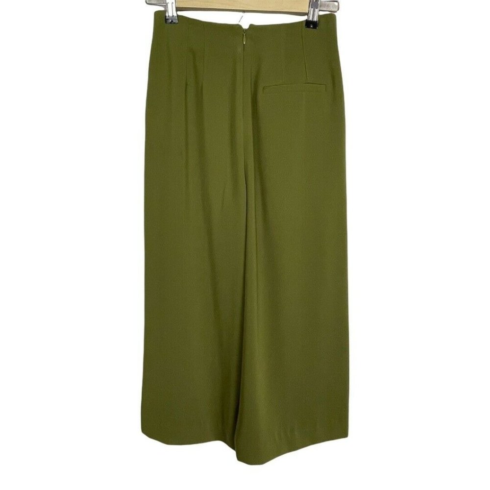 Topshop Palazzo Wide Leg Cropped Green High Waist Pants Size 0 - Picture 5 of 9